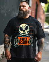 Herren T-Shirt mit Aufschrift „Free Scares“ in Übergröße